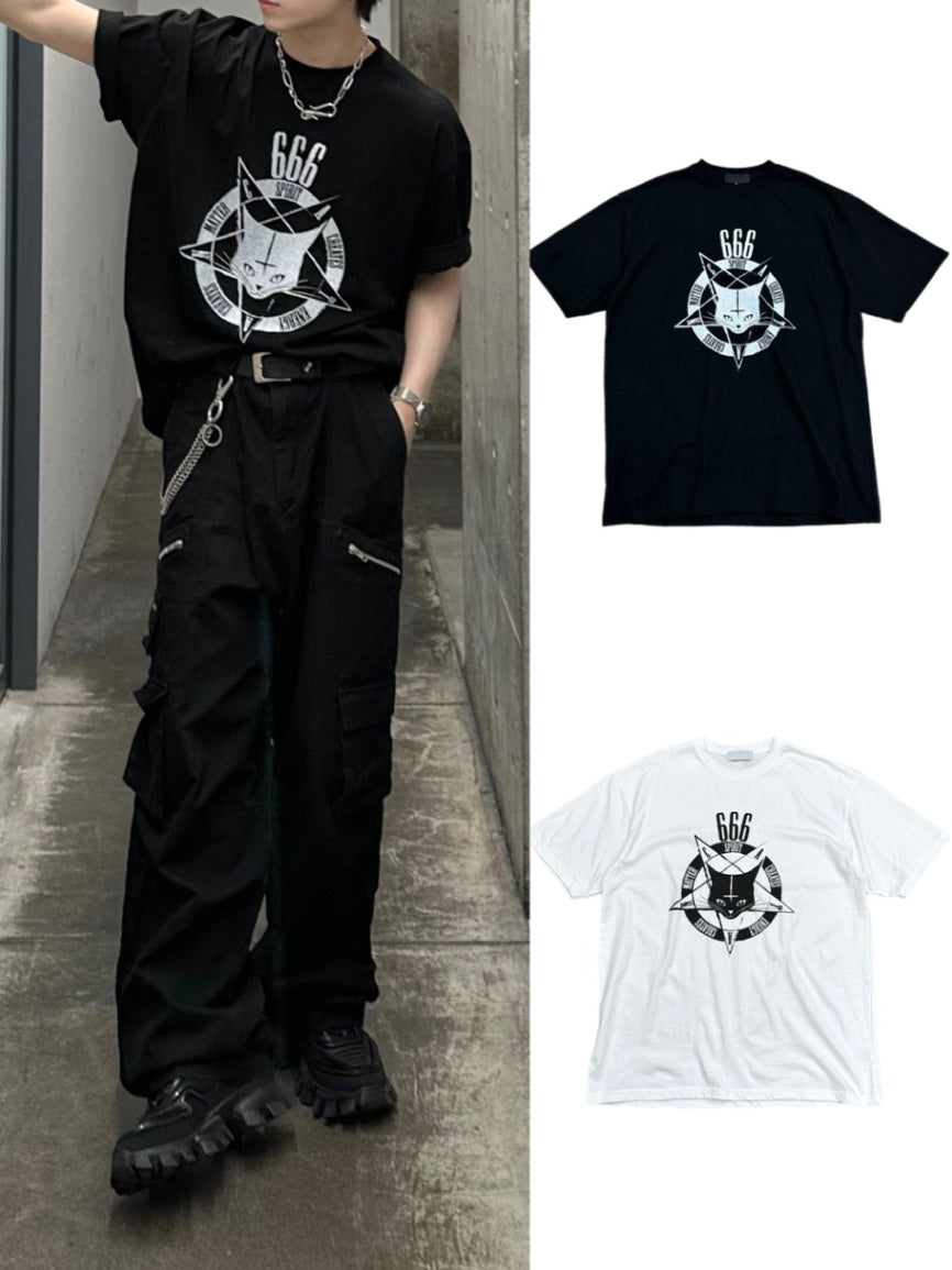 大阪店WEB限定【Chikashitsu +】oversized cats t-shirt (2color