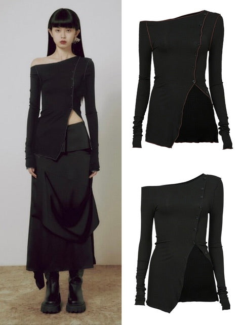 FLAREUP】One-Shoulder Lettuce Stitch Cardigan – PRESSING WEB SHOP