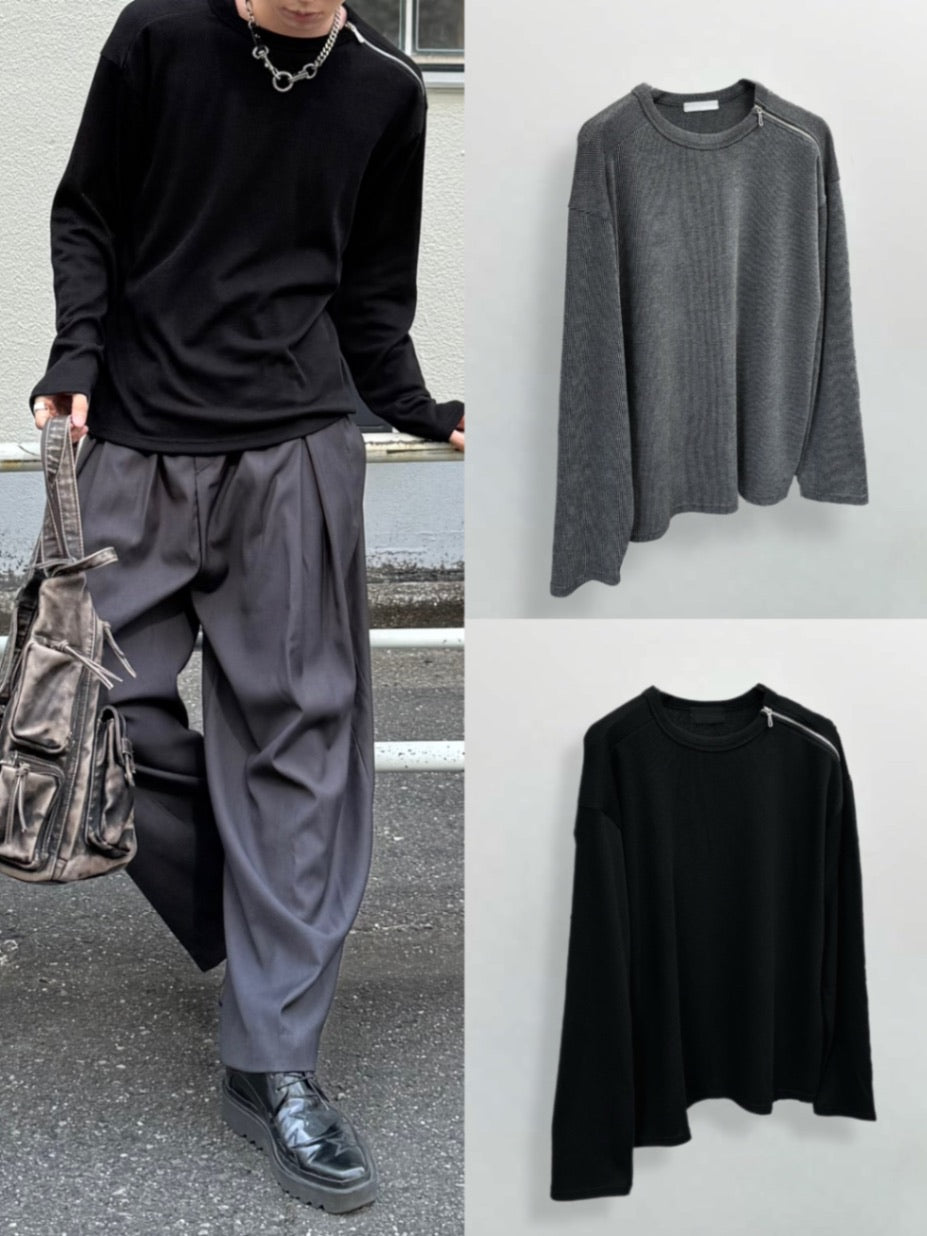 大阪店WEB限定【Chikashitsu +】shoulder zip long sleeve (2color