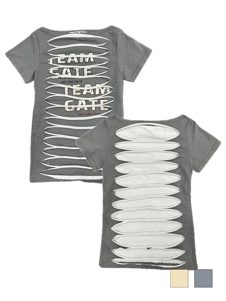 GATELESS】SLASH DAMAGE LOGO T-SHIRT – PRESSING WEB SHOP