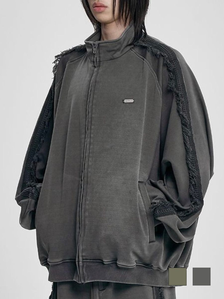 AJOBYAJO】Lace Trimming Raglan Track Jacket【アジョバイアジョ