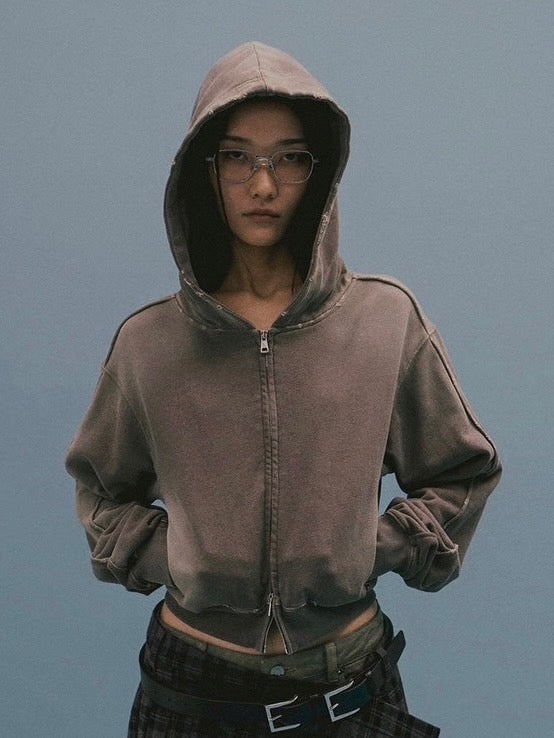 LCDC】SPRAY WASHED CROPPED HOOD ZIP-UP – PRESSING WEB SHOP