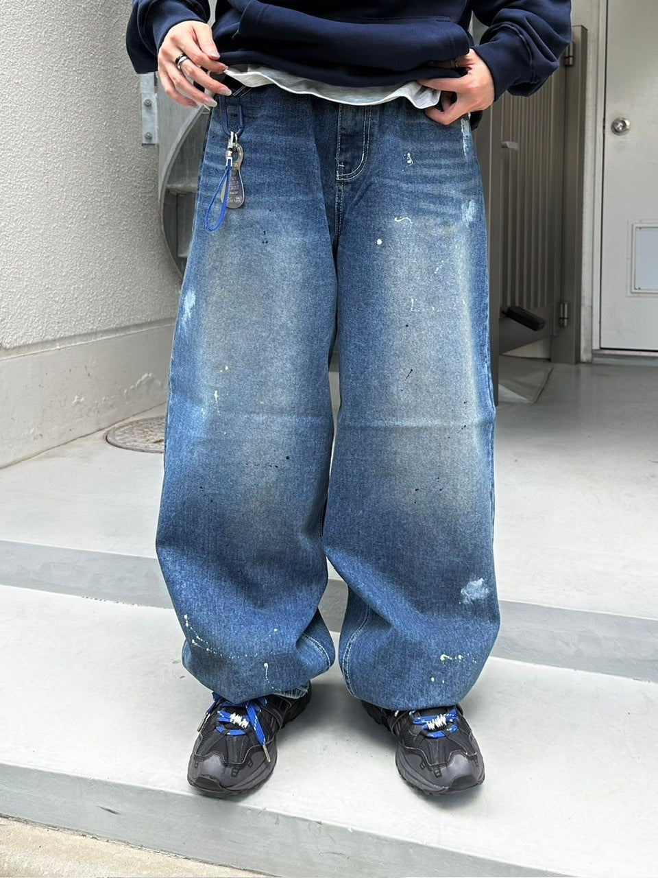 受注制【Chikashitsu +】painted buggy denim pants