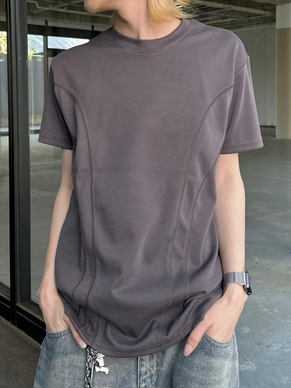 受注制【Chikashitsu +】compact stitch rib t-shirt (3color