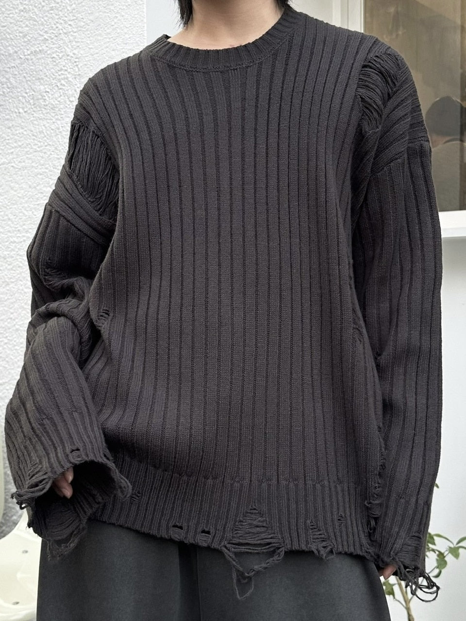 archive dark damage cutsew 退廃的　mode LUV CODE】oversized damage knit (3color) – PRESSING WEB SHOP