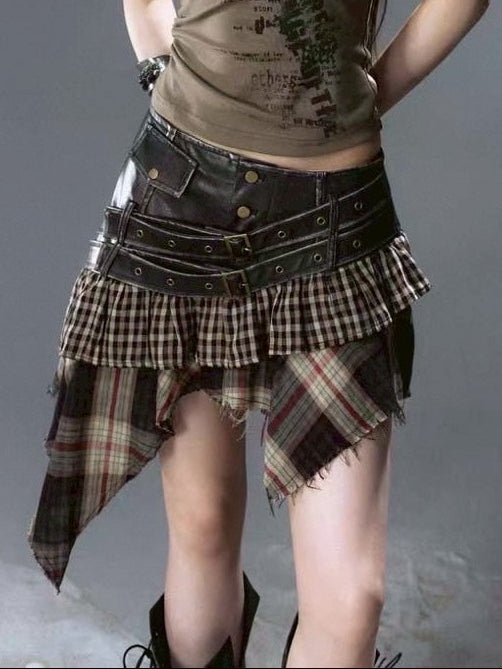 Cest Nous】Plaid Leather Skirt – PRESSING WEB SHOP