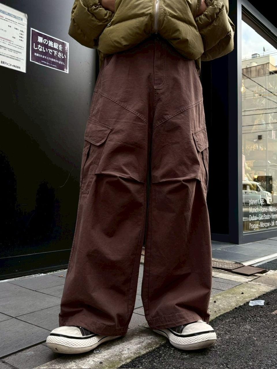 受注制【Chikashitsu +】rib cotton curve cargo pants (3color