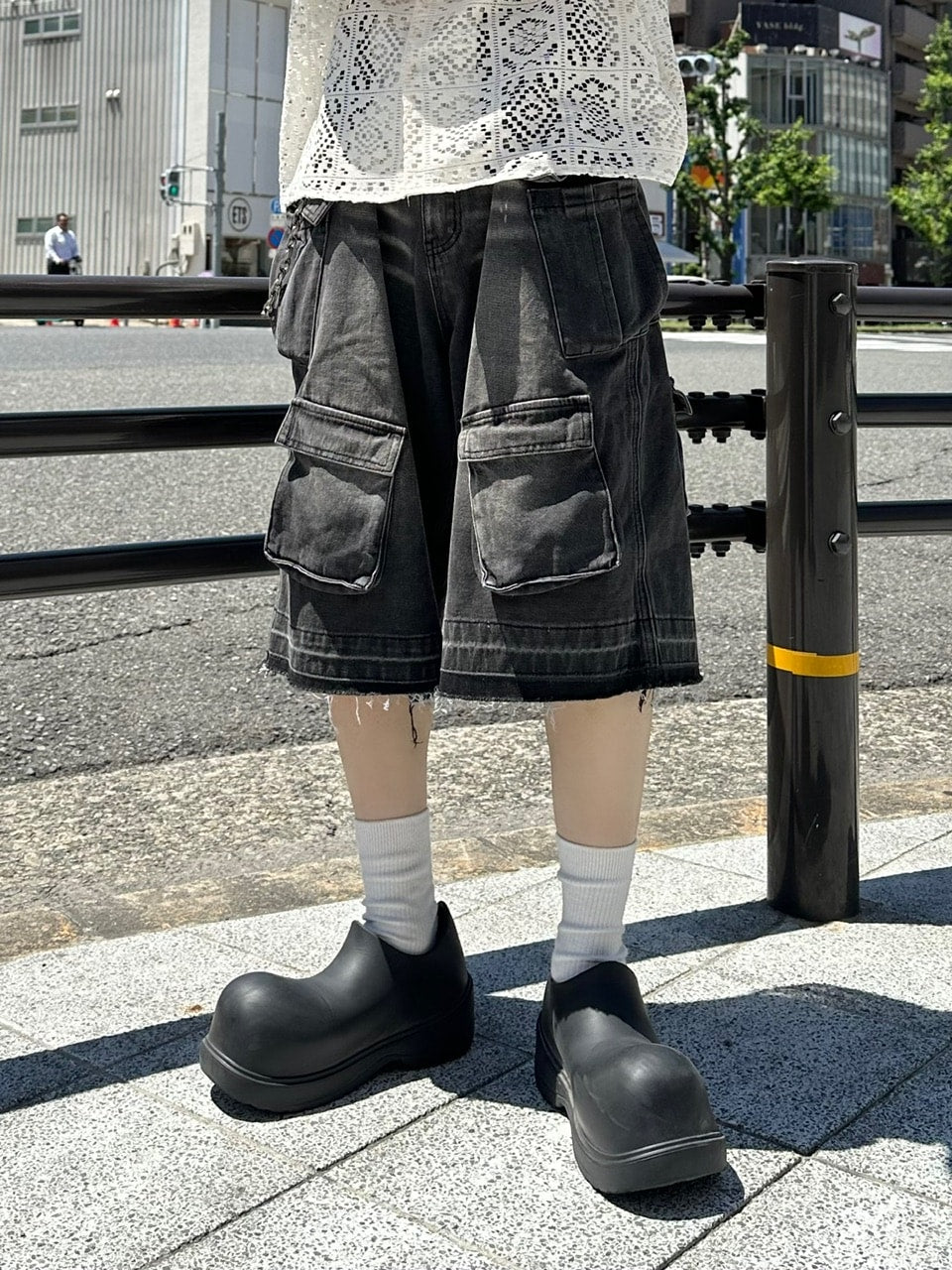 大阪店WEB限定受注制【Chikashitsu +】multi pocket denim half pants