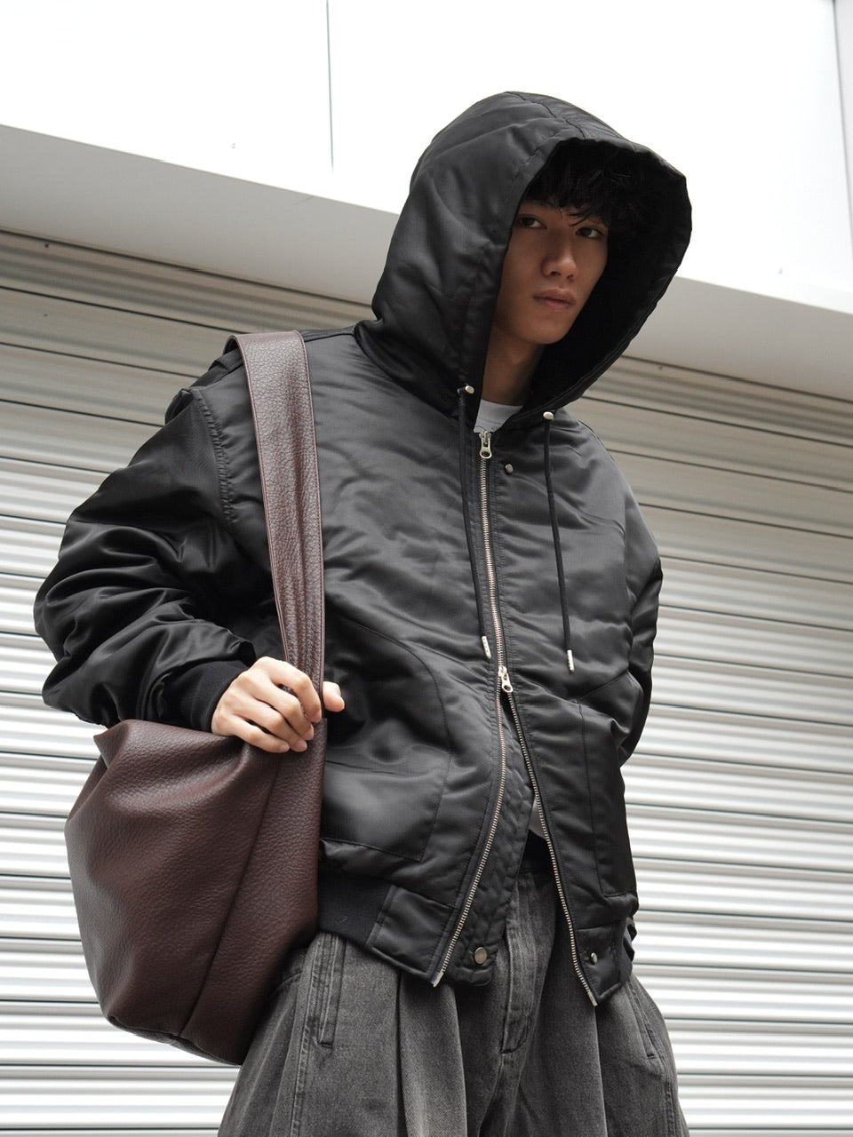 東京店WEB限定【Chikashitsu +】hooded bomber jacket (2color