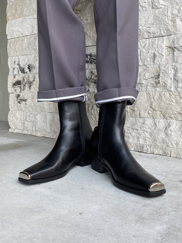 受注制【Chikashitsu +】steel toe leather heel boots – PRESSING WEB