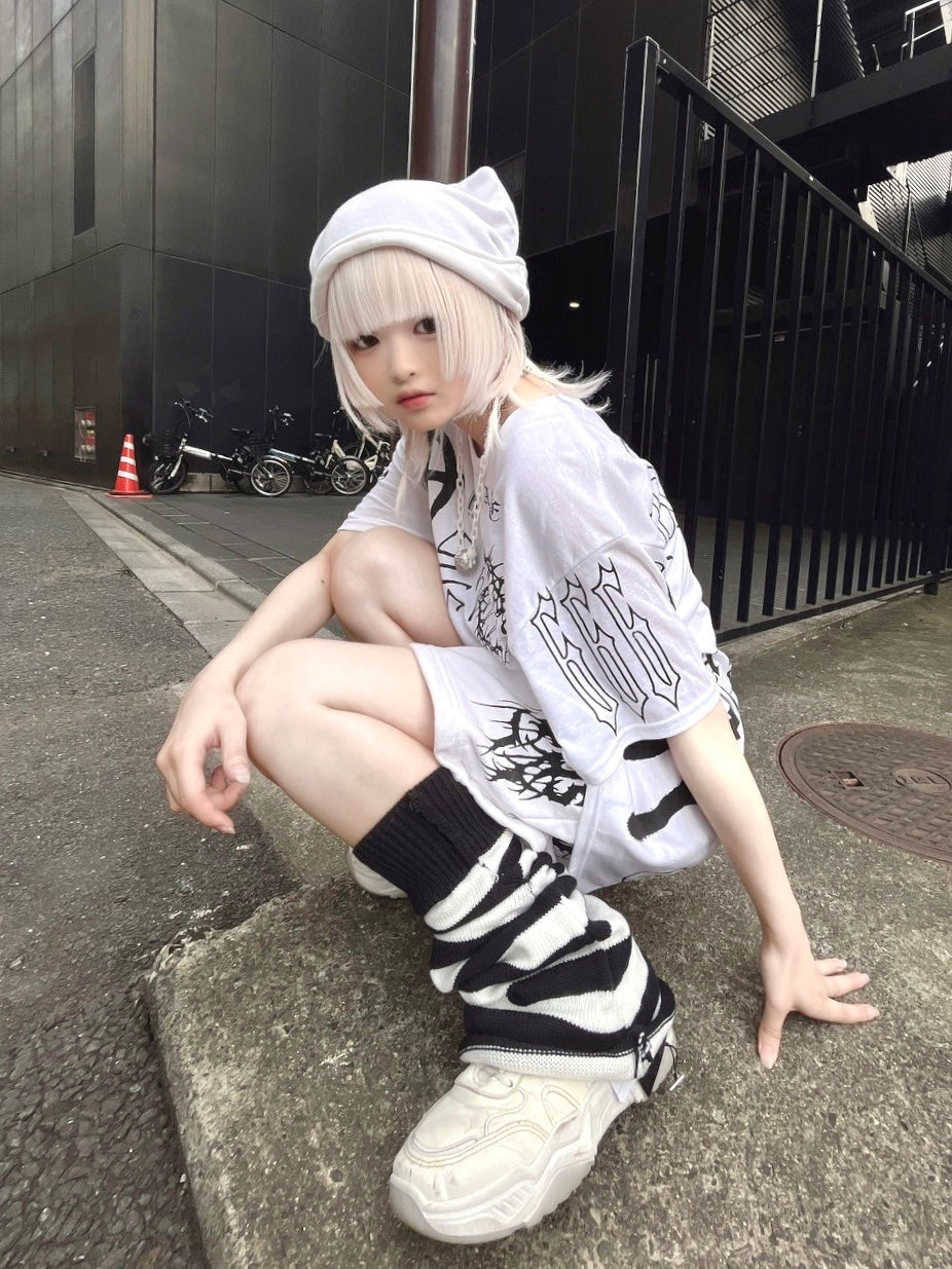 受注制【Never mind the XU】stripe flare leg warmer (2color
