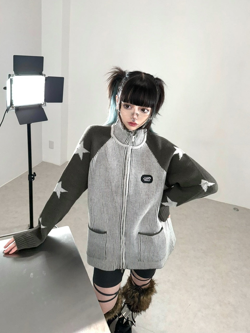 国際配送【Never mind the XU】double zip star knit – PRESSING WEB SHOP