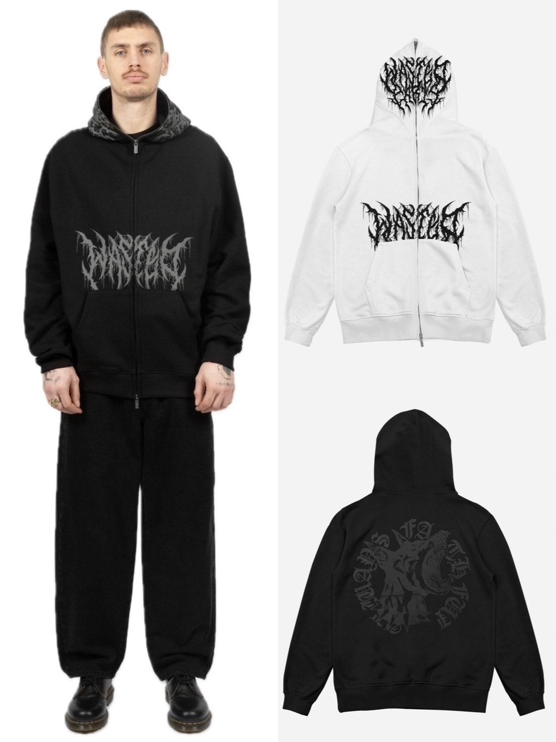 【超希少】wasted paris セットアップ スウェット オオカミ 黒 白 WASTED PARIS】HOODIE FULL ZIP BLITZ – PRESSING WEB SHOP