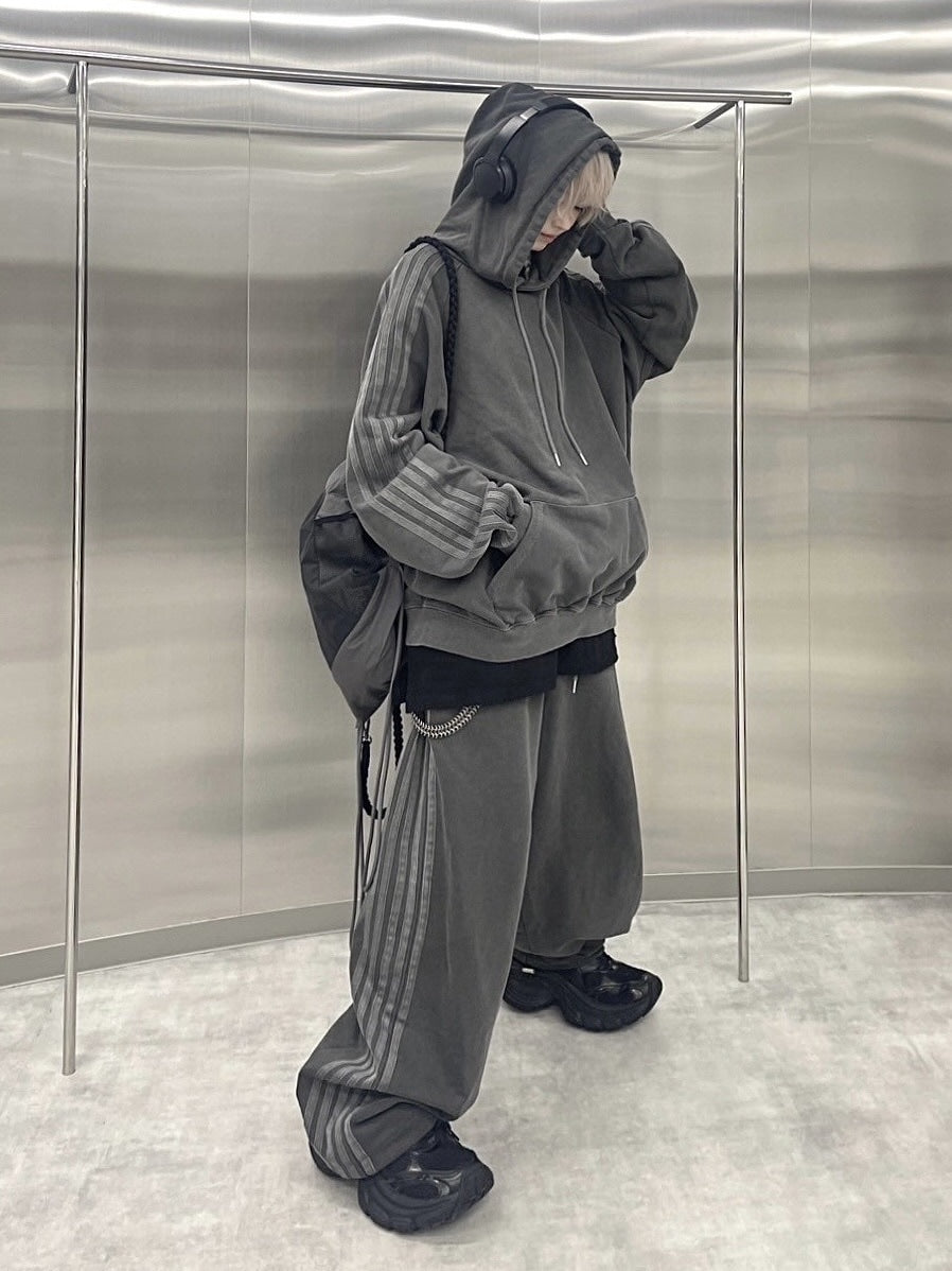 受注制【nmtc+】set up side line pigment sweat pants (2color
