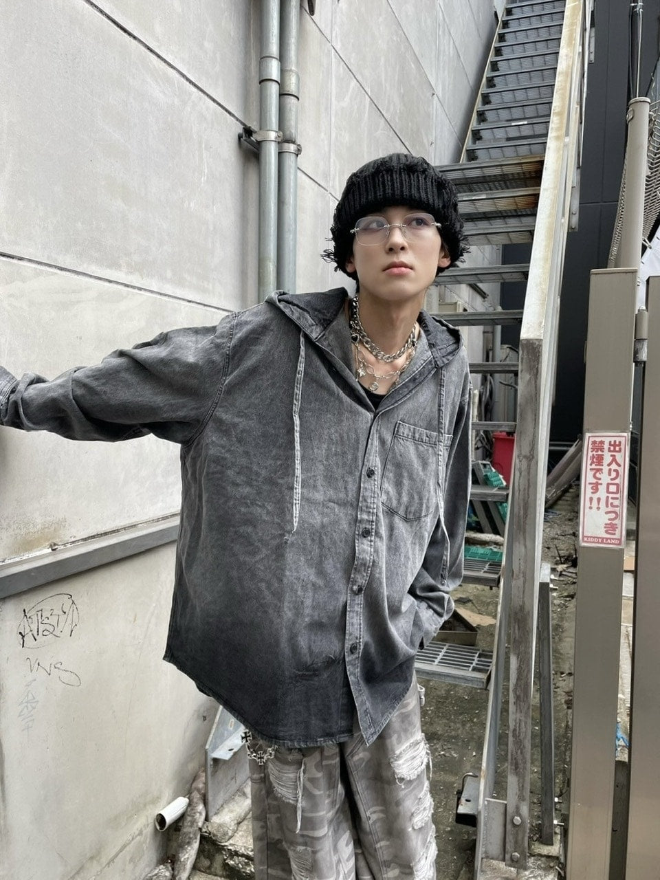 受注制【Never mind the XU】denim hood shirt – PRESSING WEB SHOP