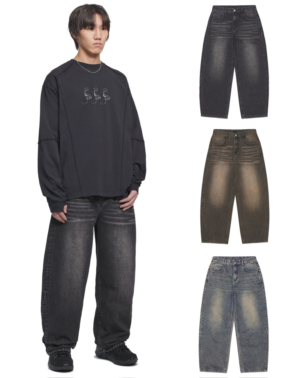 NOMANUAL】B.C.L DENIM PANTS / 【ノーマニュアル】ワイドデニムパンツ