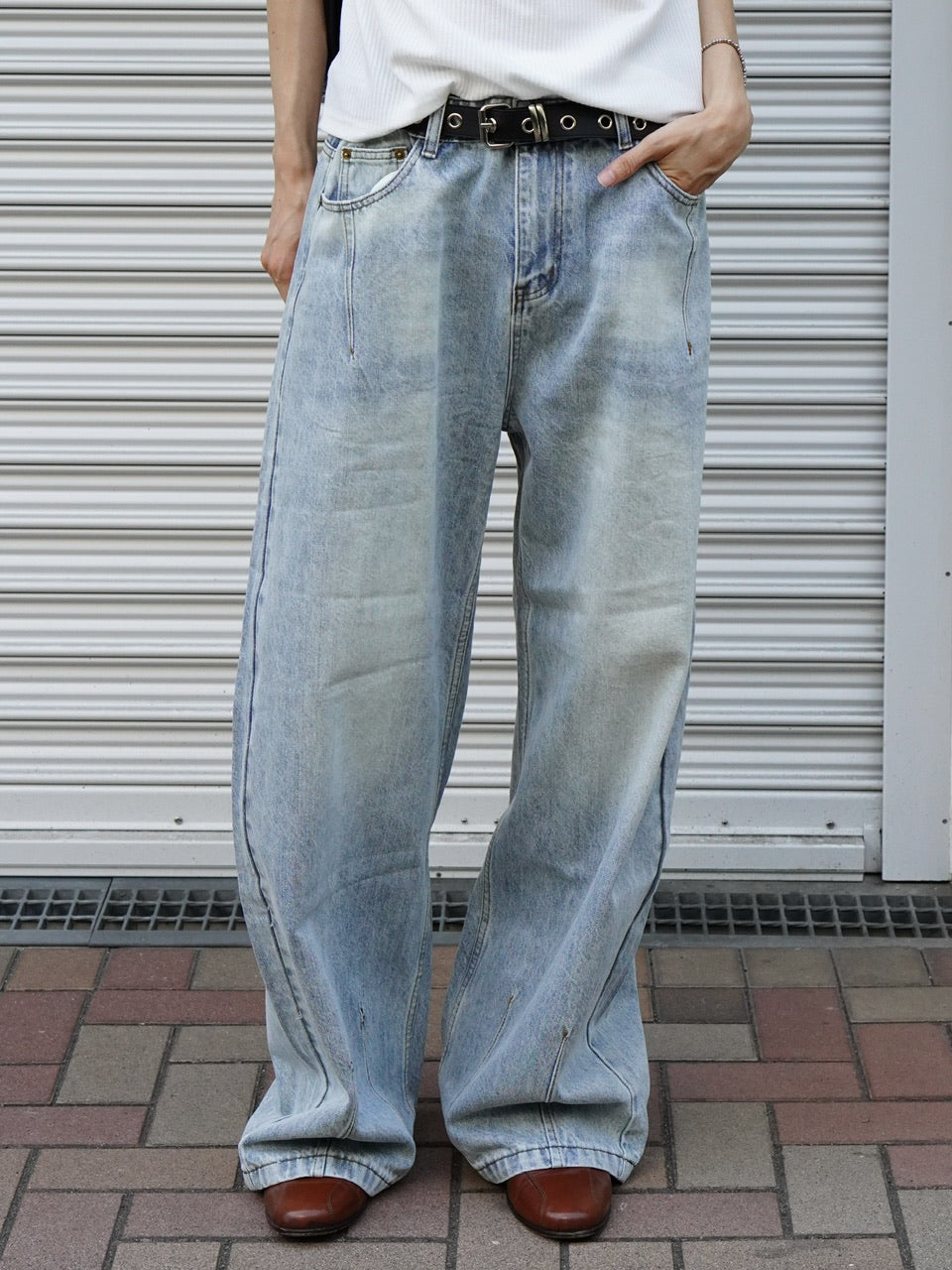 東京店WEB限定受注制【Chikashitsu +】barrel leg jeans – PRESSING