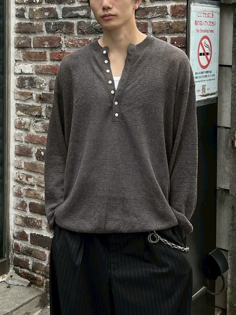 Chikashitsu +】light touch henry neck knit / 【チカシツプラス