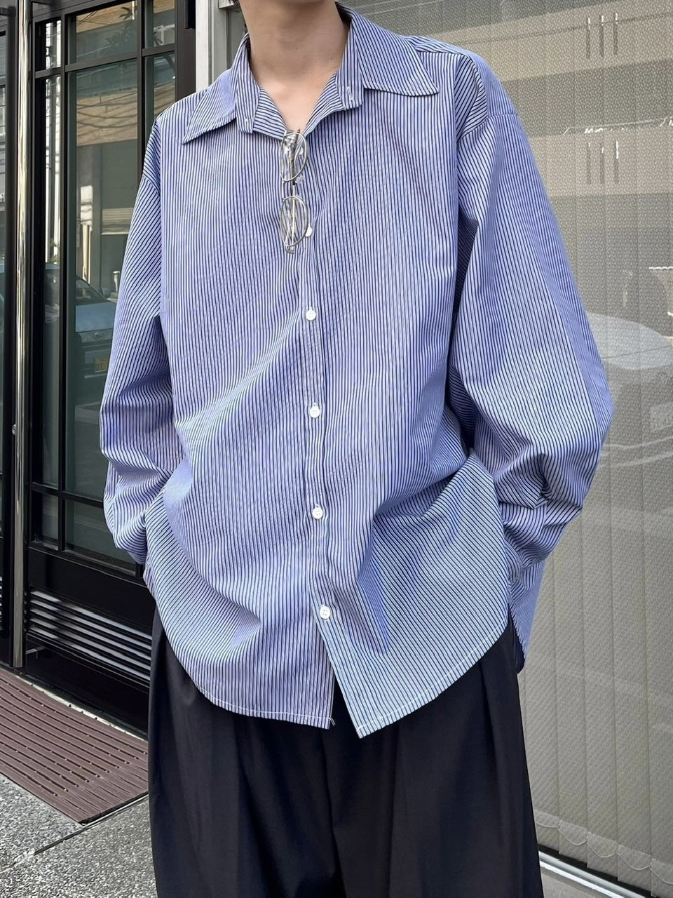 受注制【Chikashitsu +】oversized stripe shirt (2color) – PRESSING