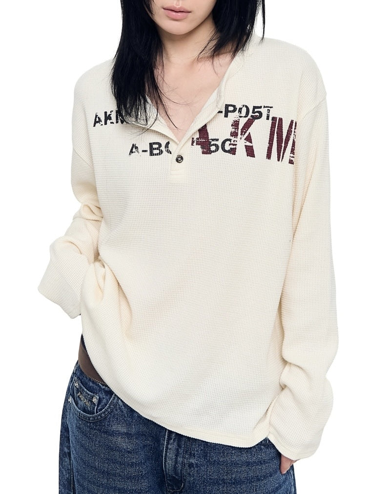 トップス Aakam Waffle Henry Neck Long Sleeve AAKAM】Waffle Henley Neck Long Sleeve – PRESSING WEB SHOP