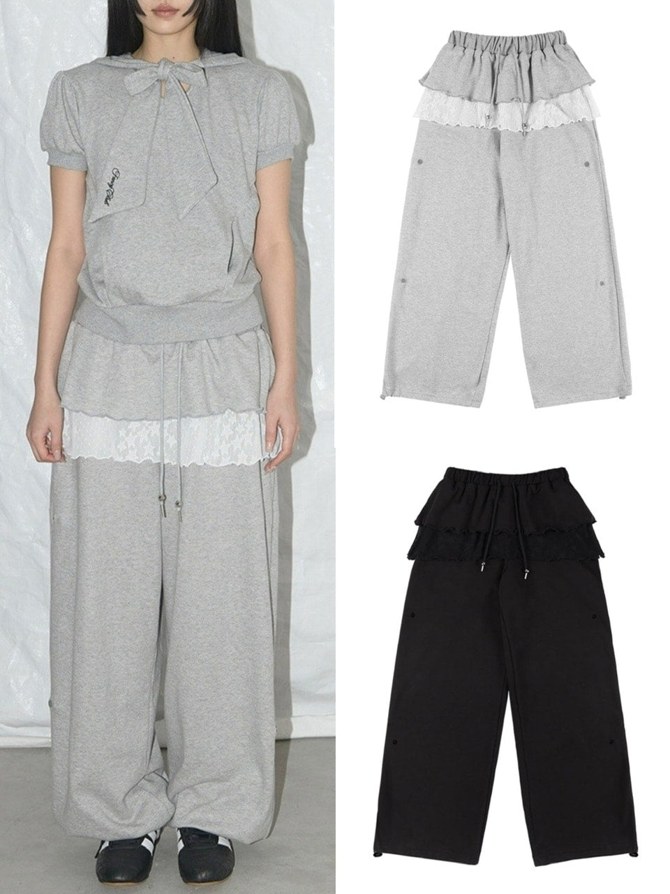 FANCY CLUB】FRILL LACE BUTTON SWEATPANTS / 【ファンシークラブ