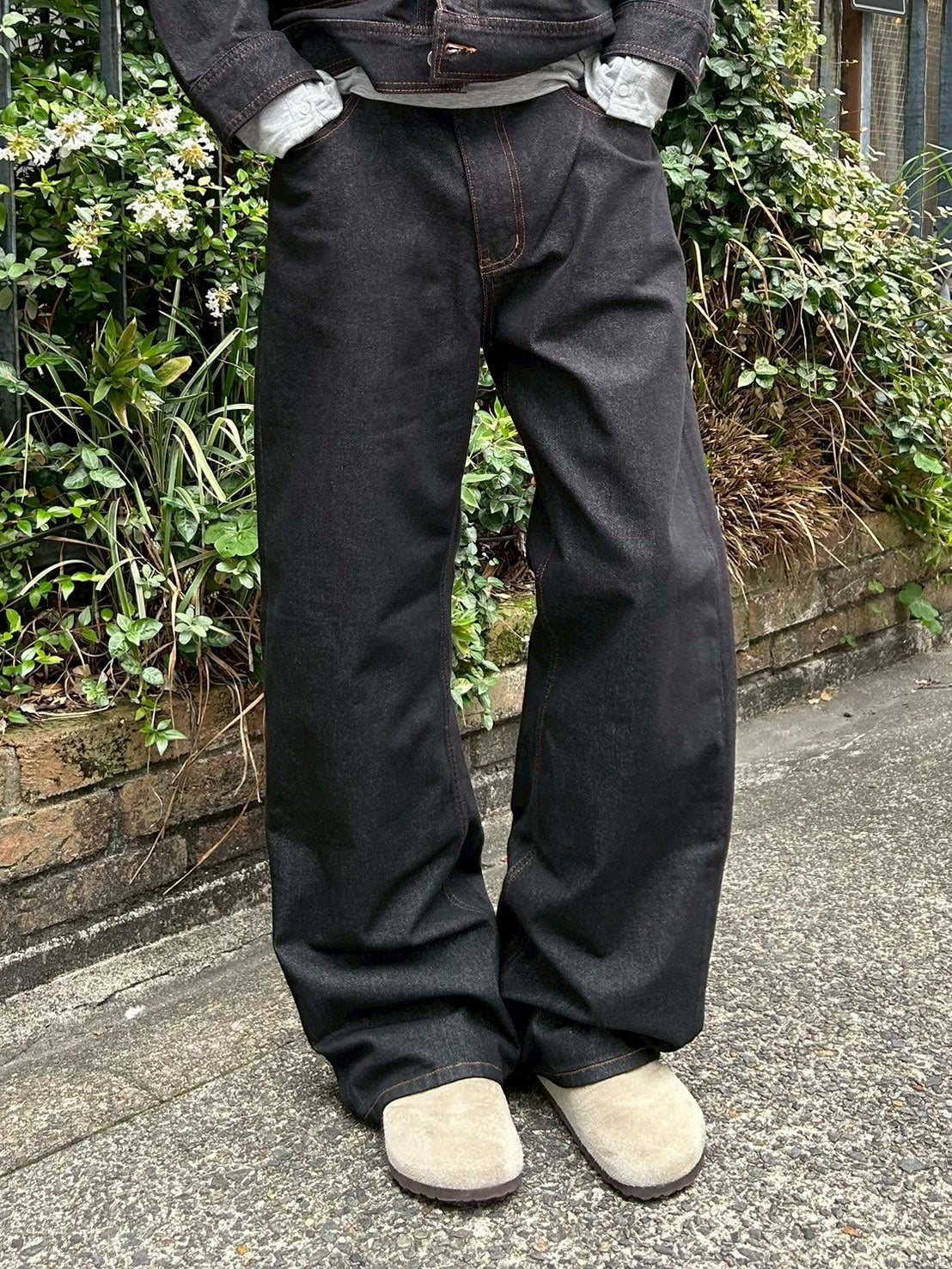 受注制【Chikashitsu +】semi wide rigid denim pants