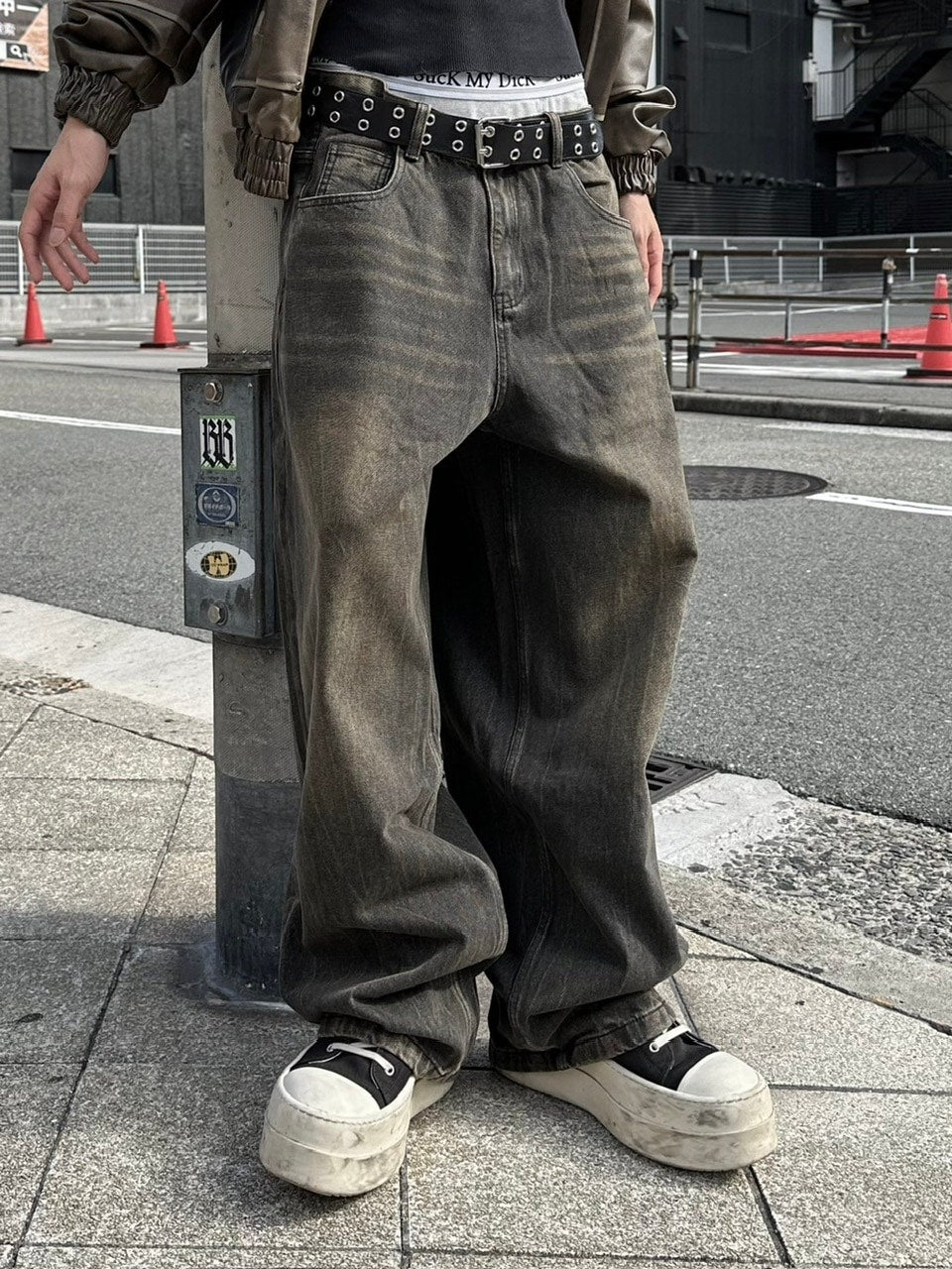 大阪店WEB限定受注制【Chikashitsu +】vintage wash wide denim pants