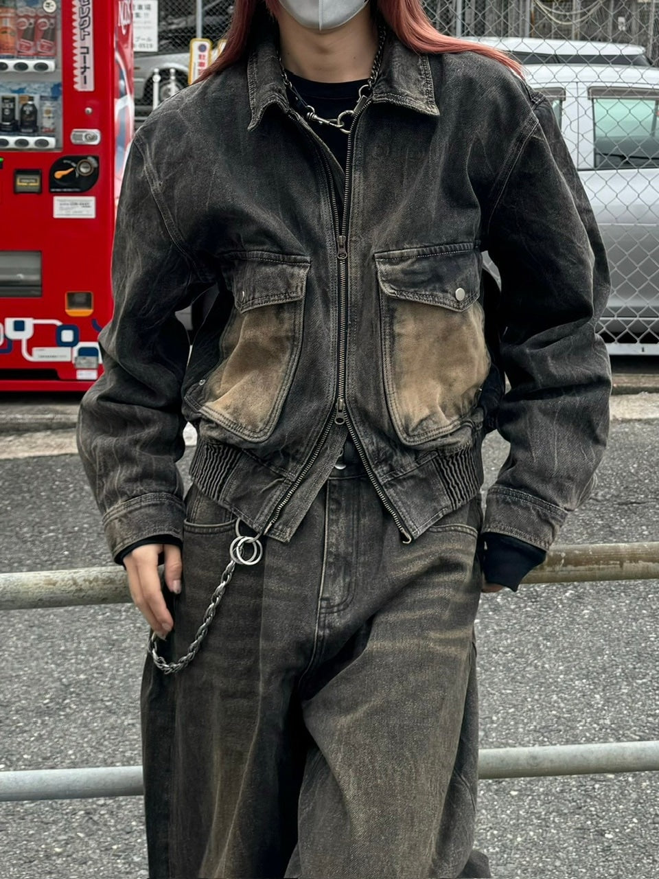 大阪店WEB限定受注制【Chikashitsu +】vintage wash cropped denim