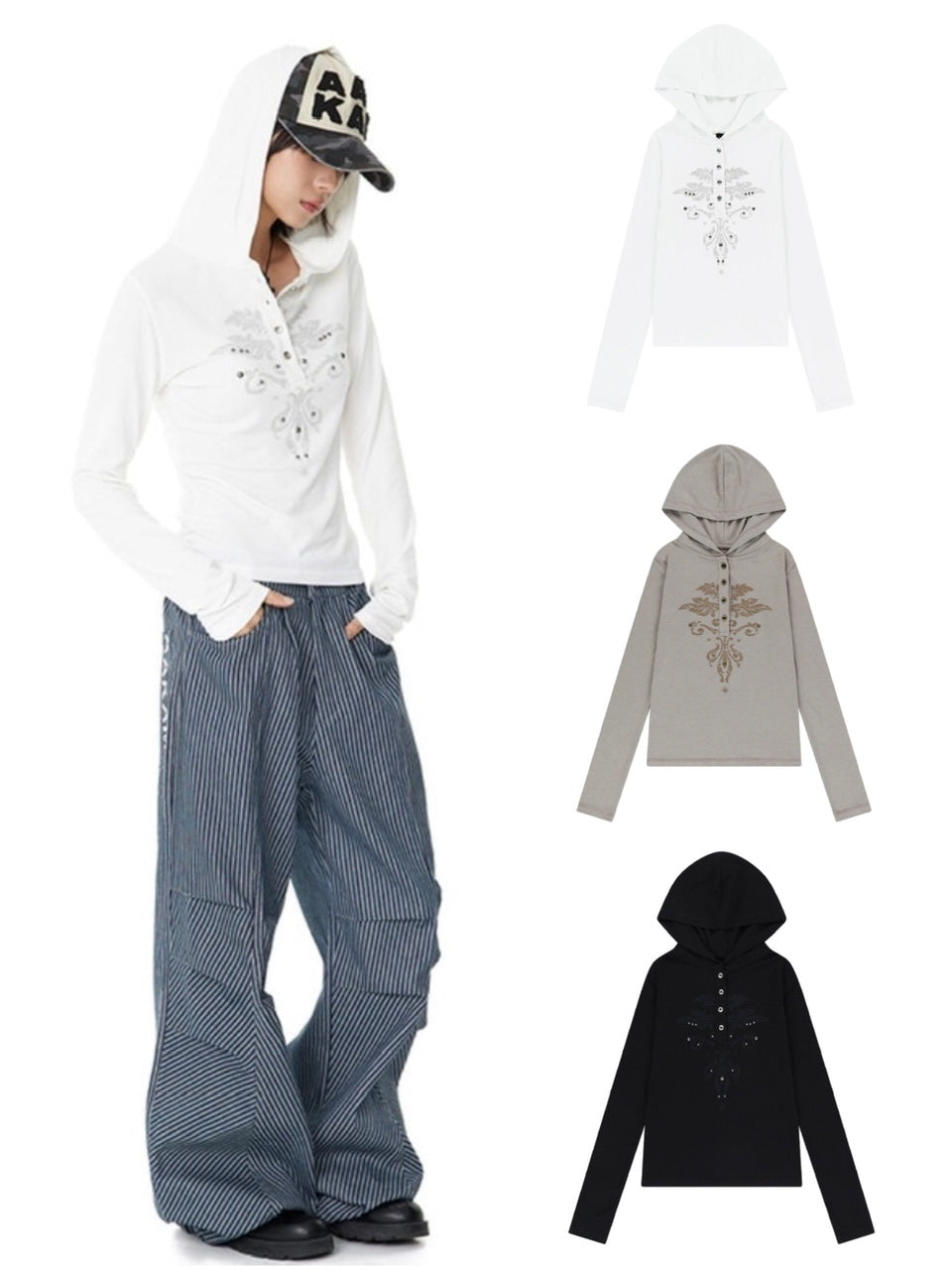 AAKAM】Studded Leaf Hooded Long Sleeve – PRESSING WEB SHOP