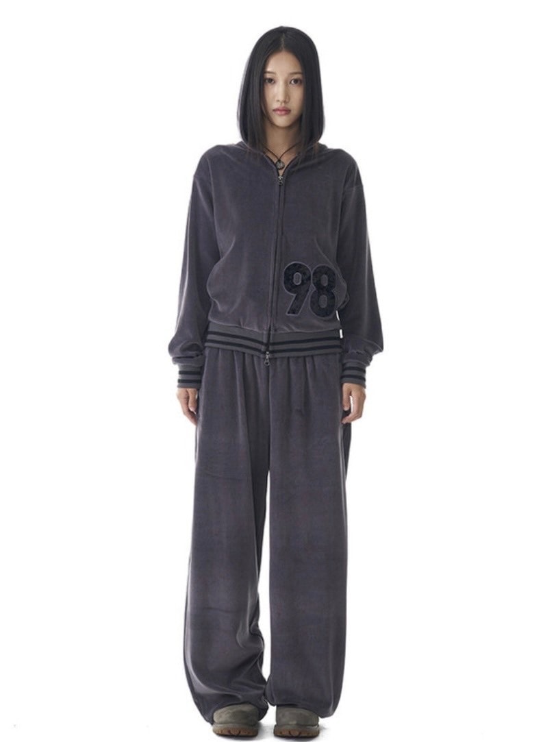 AAKAM】98 Patch Velour Zip-Up Hoodie – PRESSING WEB SHOP