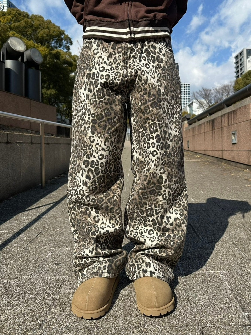 受注制【Chikashitsu +】leopard wide cotton pants (2color