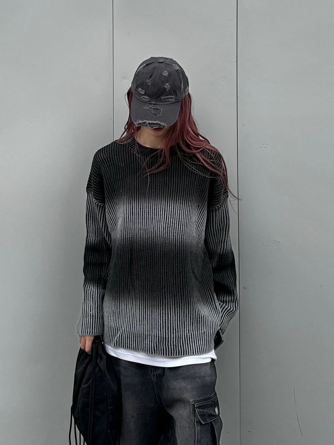 受注制【Chikashitsu +】bleach washing knit (3color