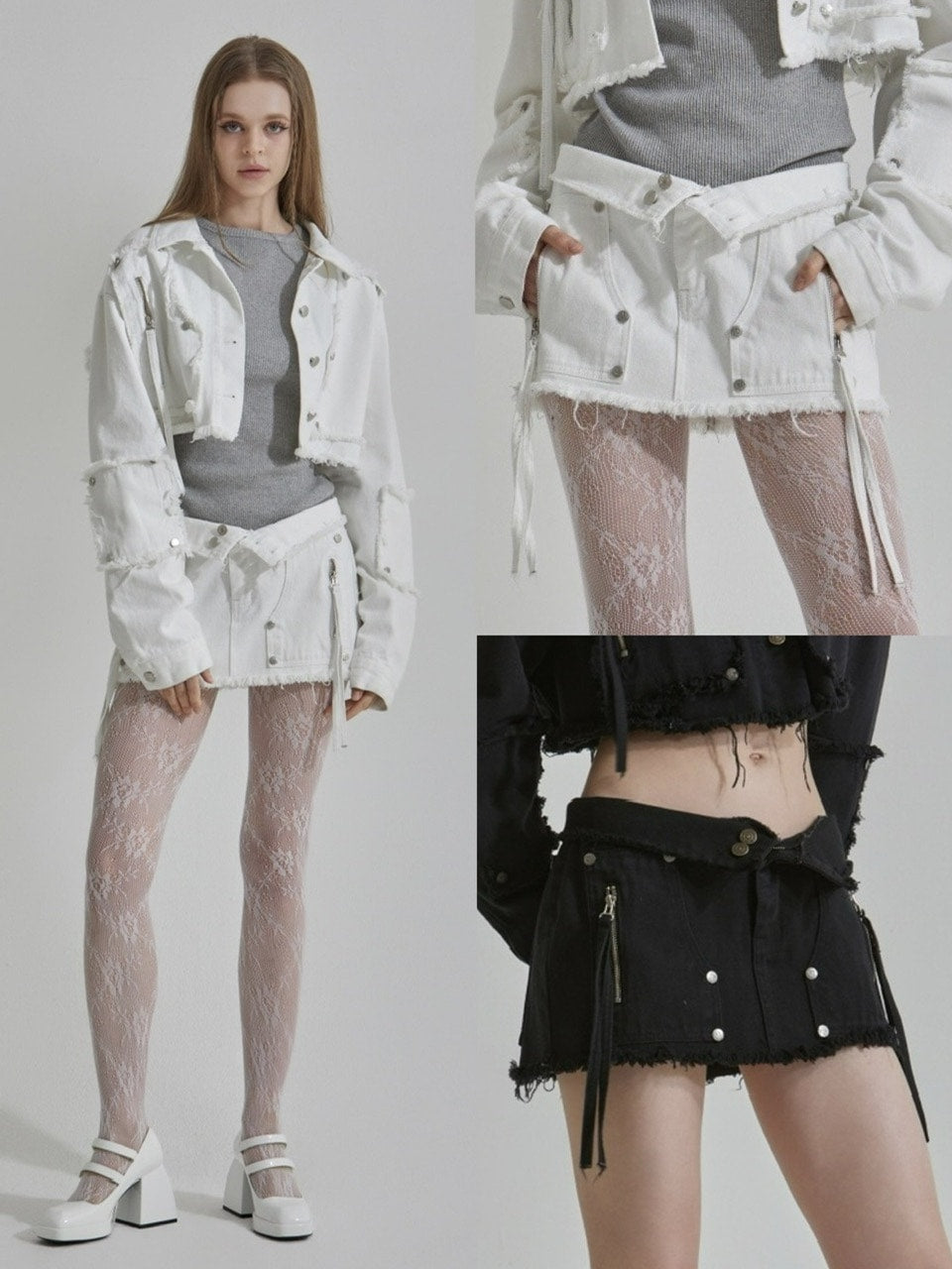 GATELESS】RIVET FRINGE DENIM MINI SKIRT – PRESSING WEB SHOP