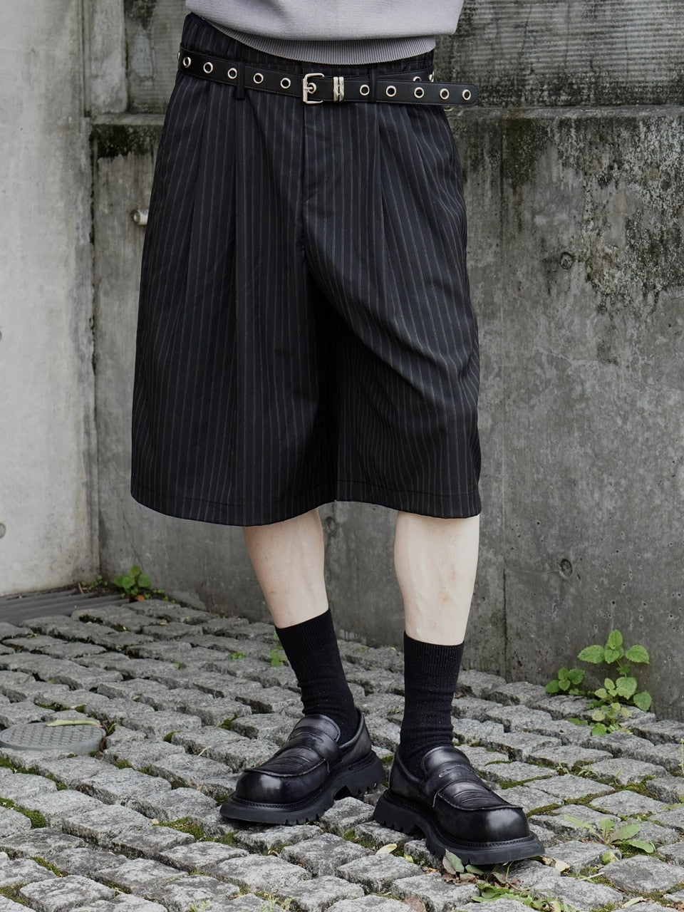 東京店WEB限定受注制【Chikashitsu +】stripe bermuda pants (2color
