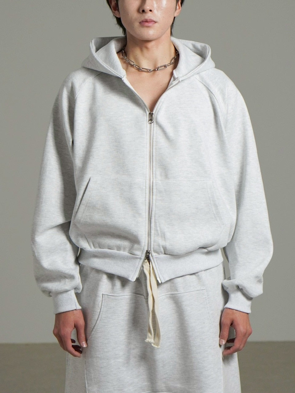 受注制【Chikashitsu +】heavy weight cotton cropped hoodie (3color