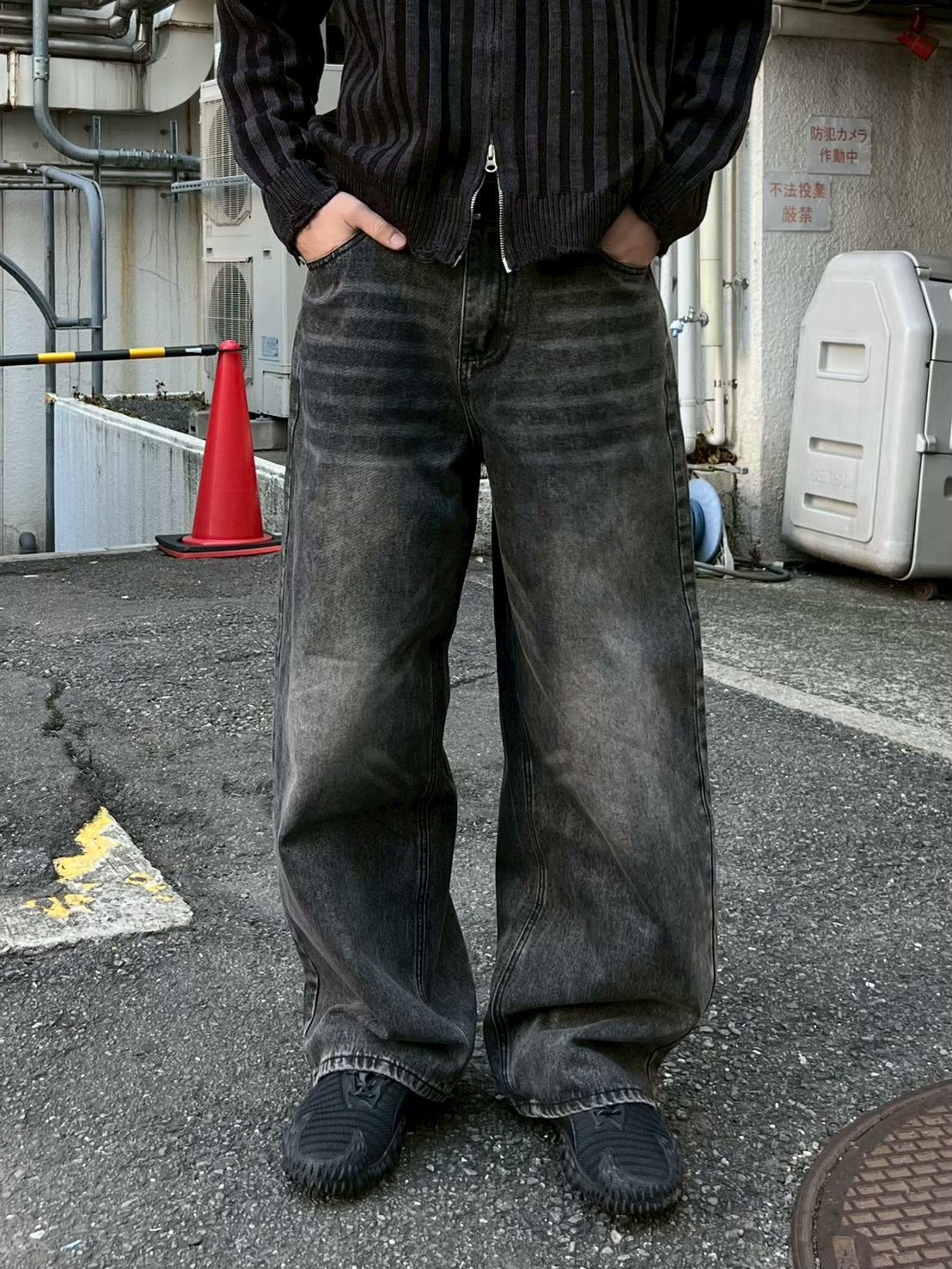 受注制【Chikashitsu +】brush wide leg denim pants (3color