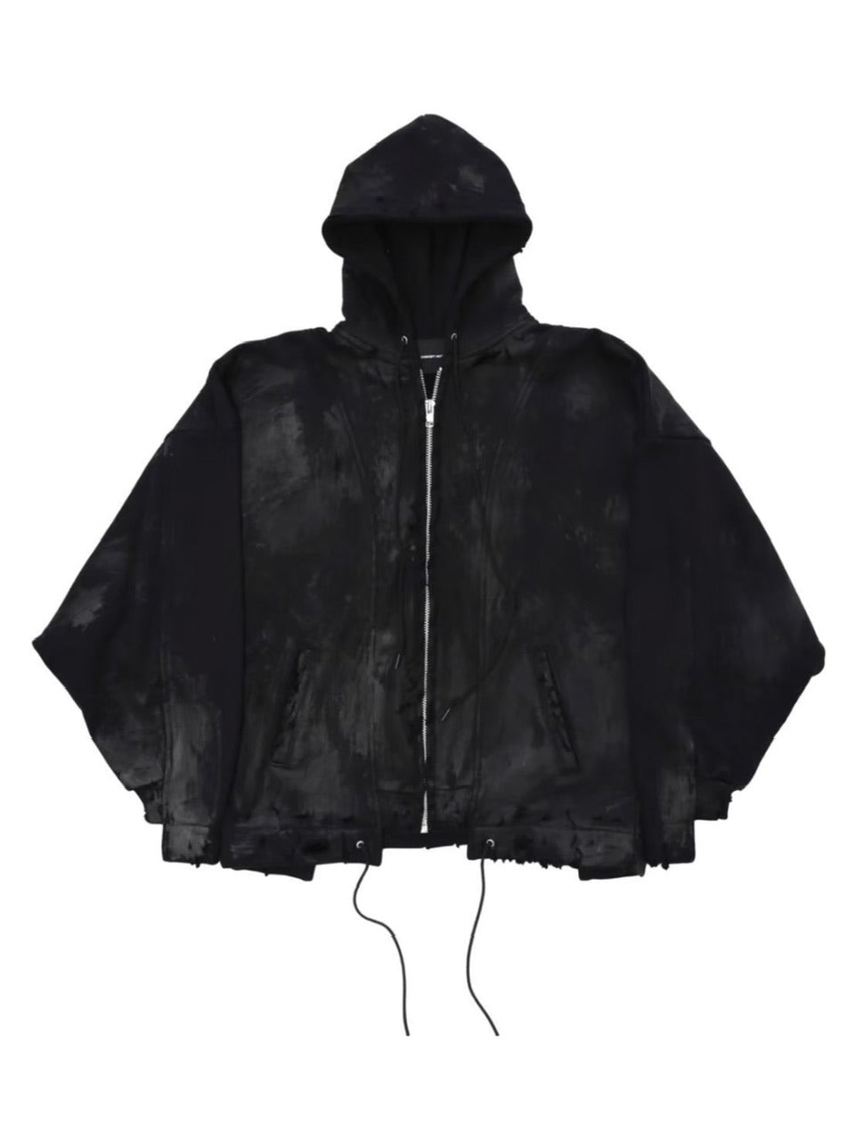 CONCEPT NOTHING】AB INFERNO DESTROYED BLACK ZIPPER HOODIE