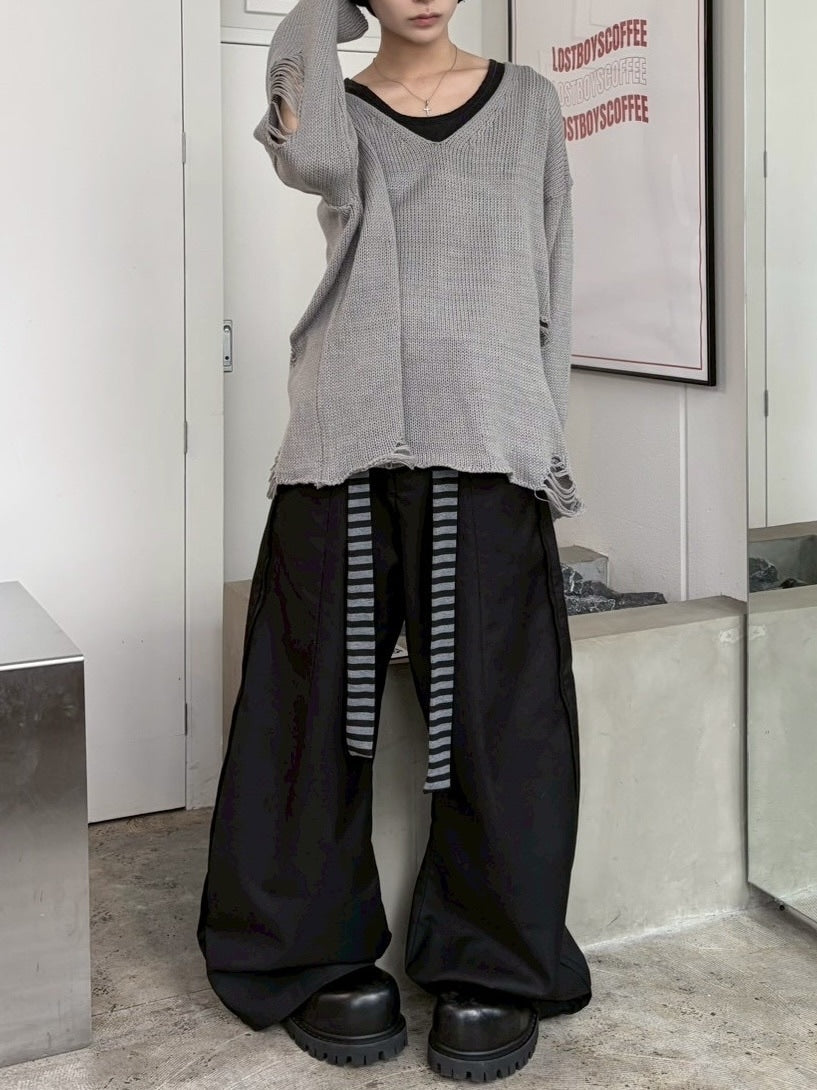 受注制【LUV CODE】v neck damage knit (2color) – PRESSING WEB SHOP