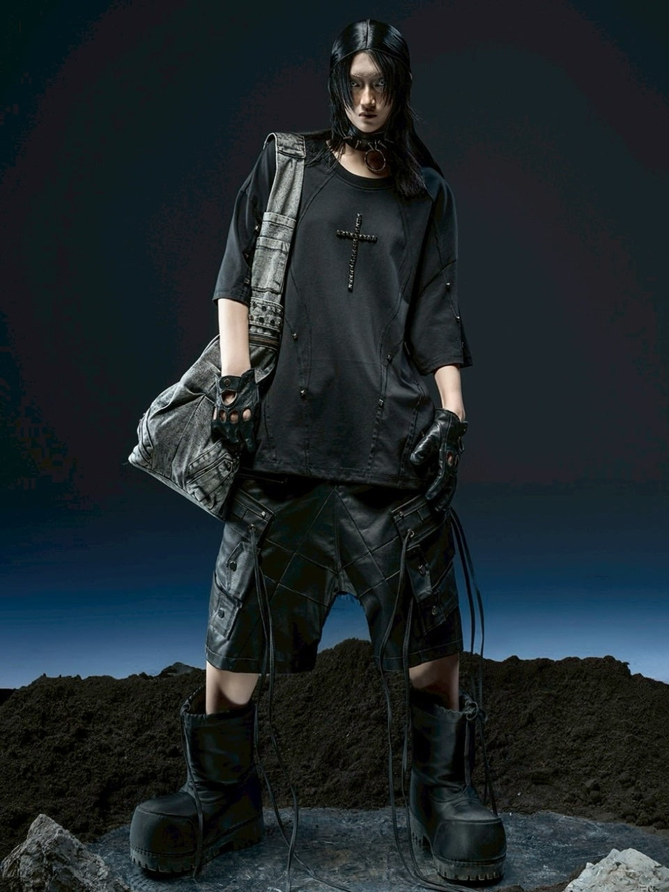 1/2 20:00再販【RICH】Crinkle Denim Stone Washed Bag / 【リッチ