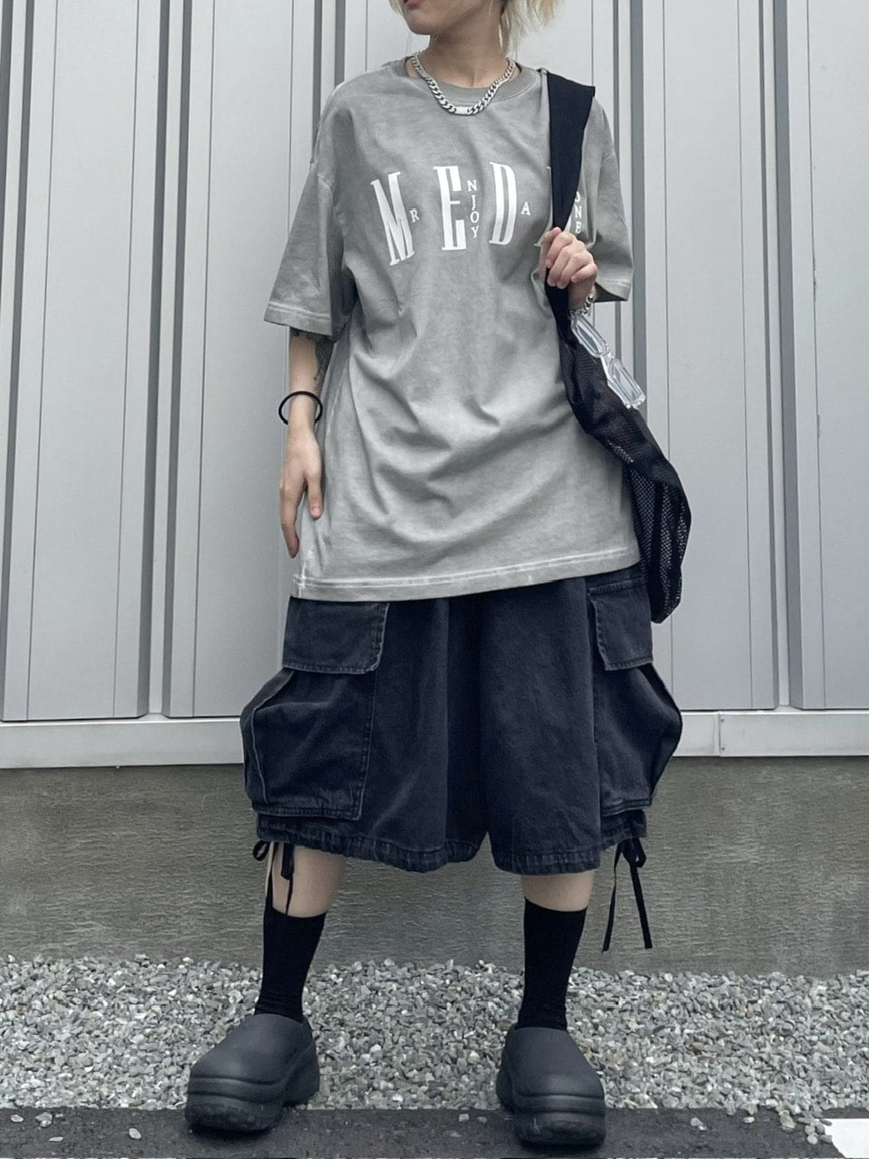 受注制【Never mind the XU】denim wide half pants (2color