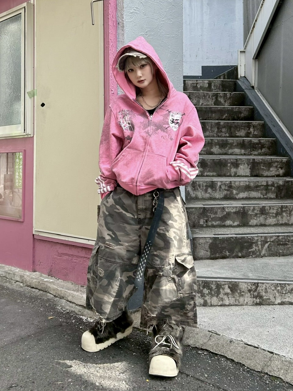 Never mind the XU】camouflage damage half pants (2color