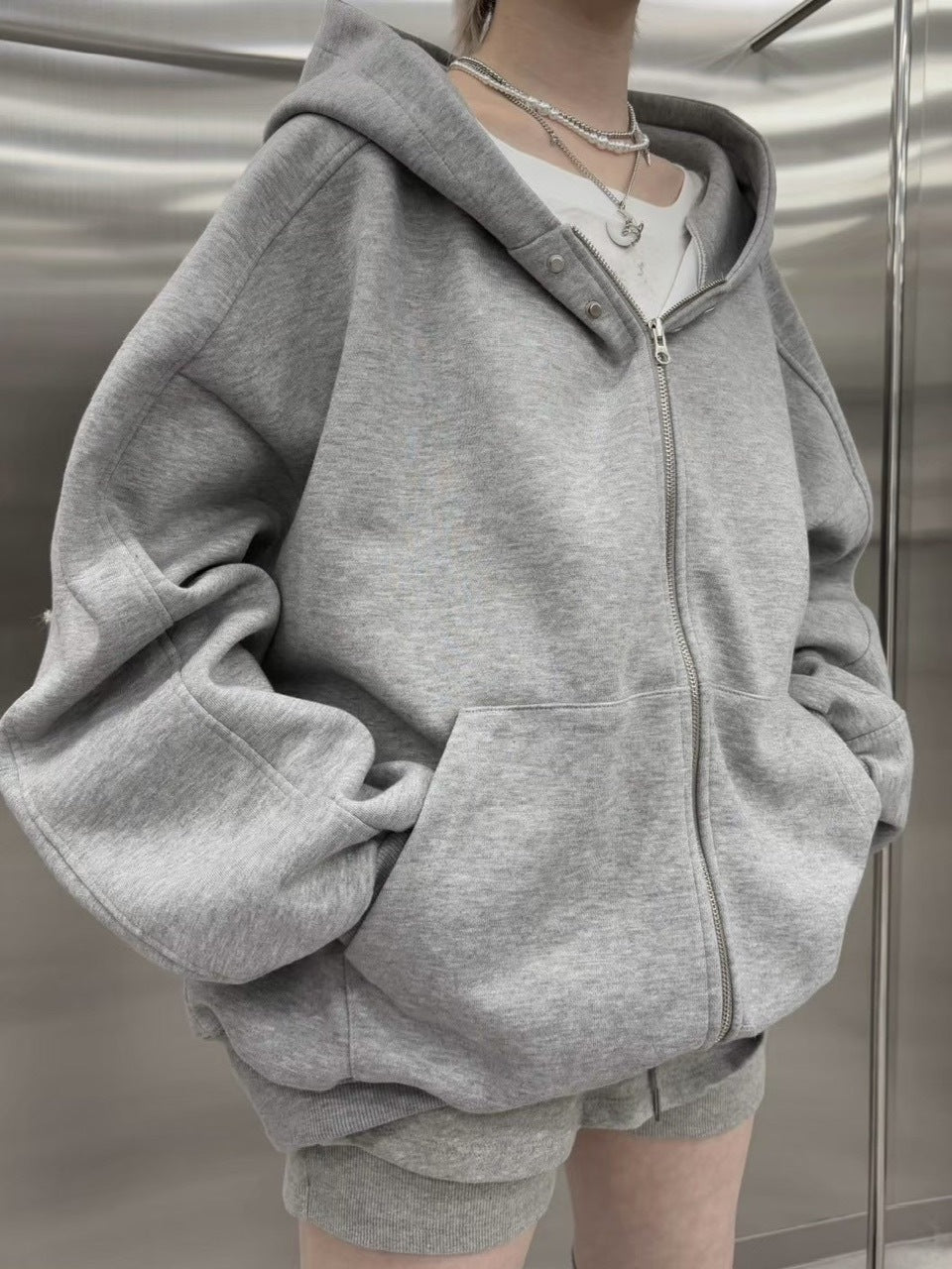 受注制【nmtc +】neck button zip up hoodie (3color) – PRESSING WEB SHOP