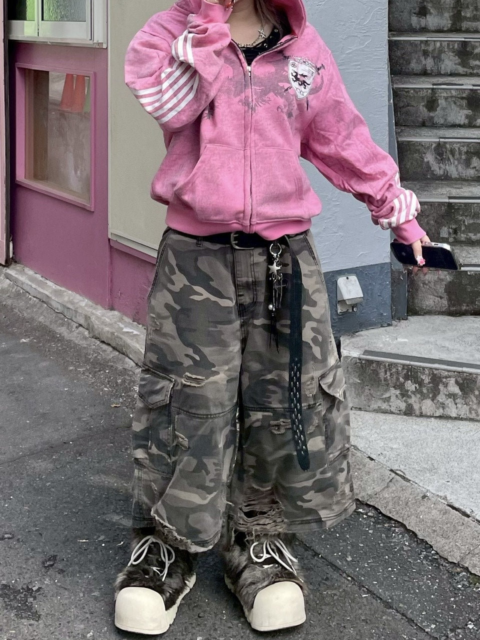 Never mind the XU】camouflage damage half pants (2color