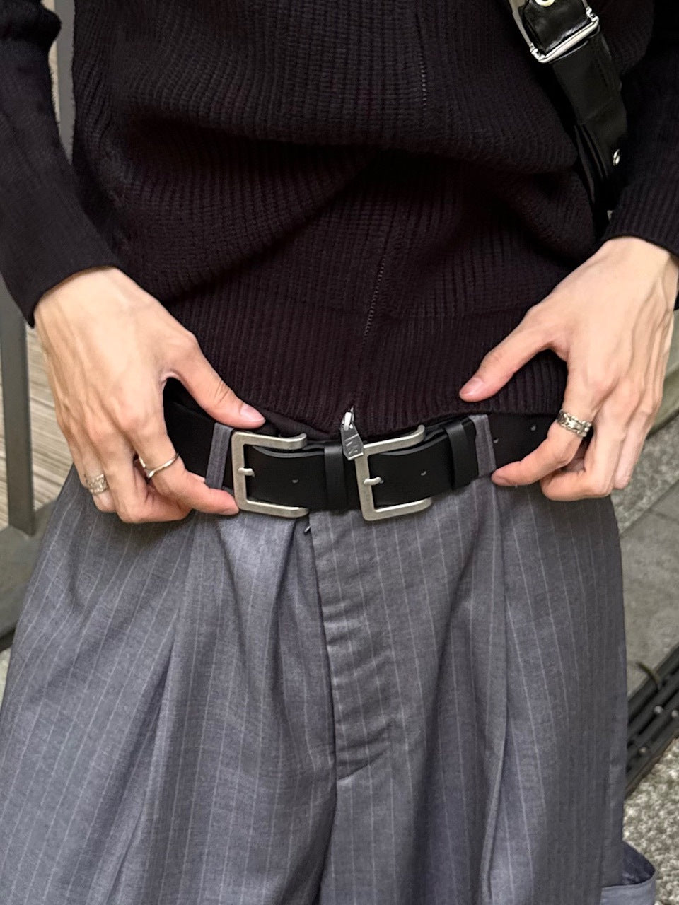 Chikashitsu +】double buckle belt – PRESSING WEB SHOP