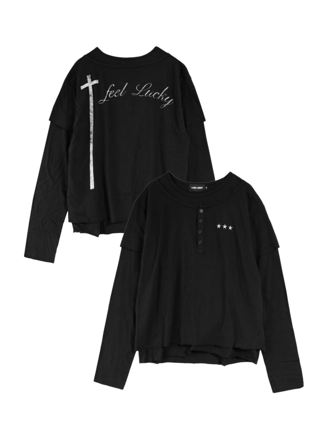 IFEELLUCKY】Layered cross long sleeve / 【アイフィールラッキー