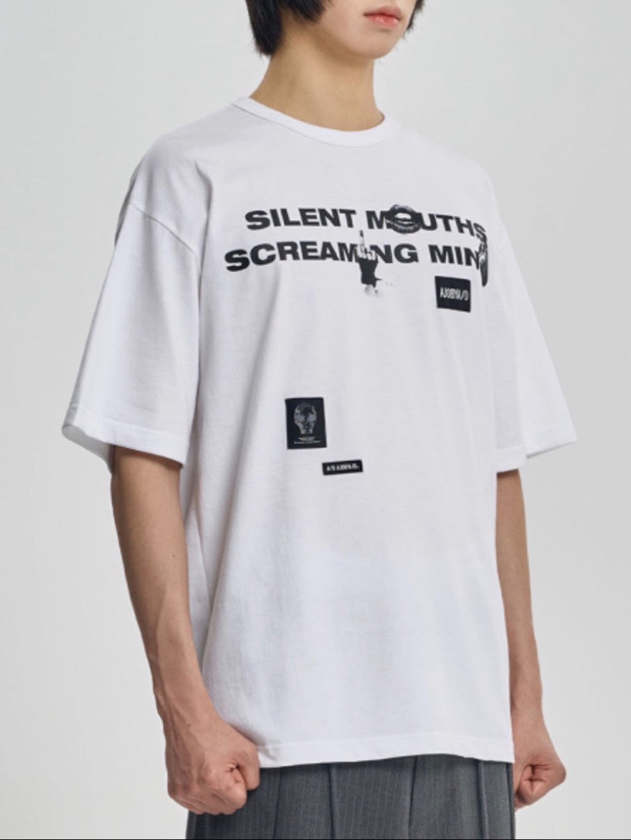 AJOBYAJO】SMSM Slogan T-Shirt – PRESSING WEB SHOP