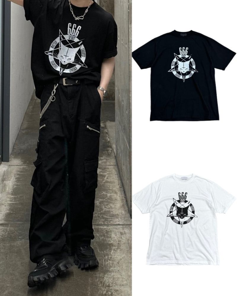 大阪店WEB限定【Chikashitsu +】oversized cats t-shirt (2color)