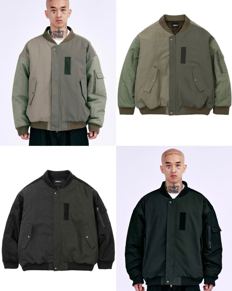 【AJOBYAJO】Fourfold Nylon Mixed Bomber Jacket