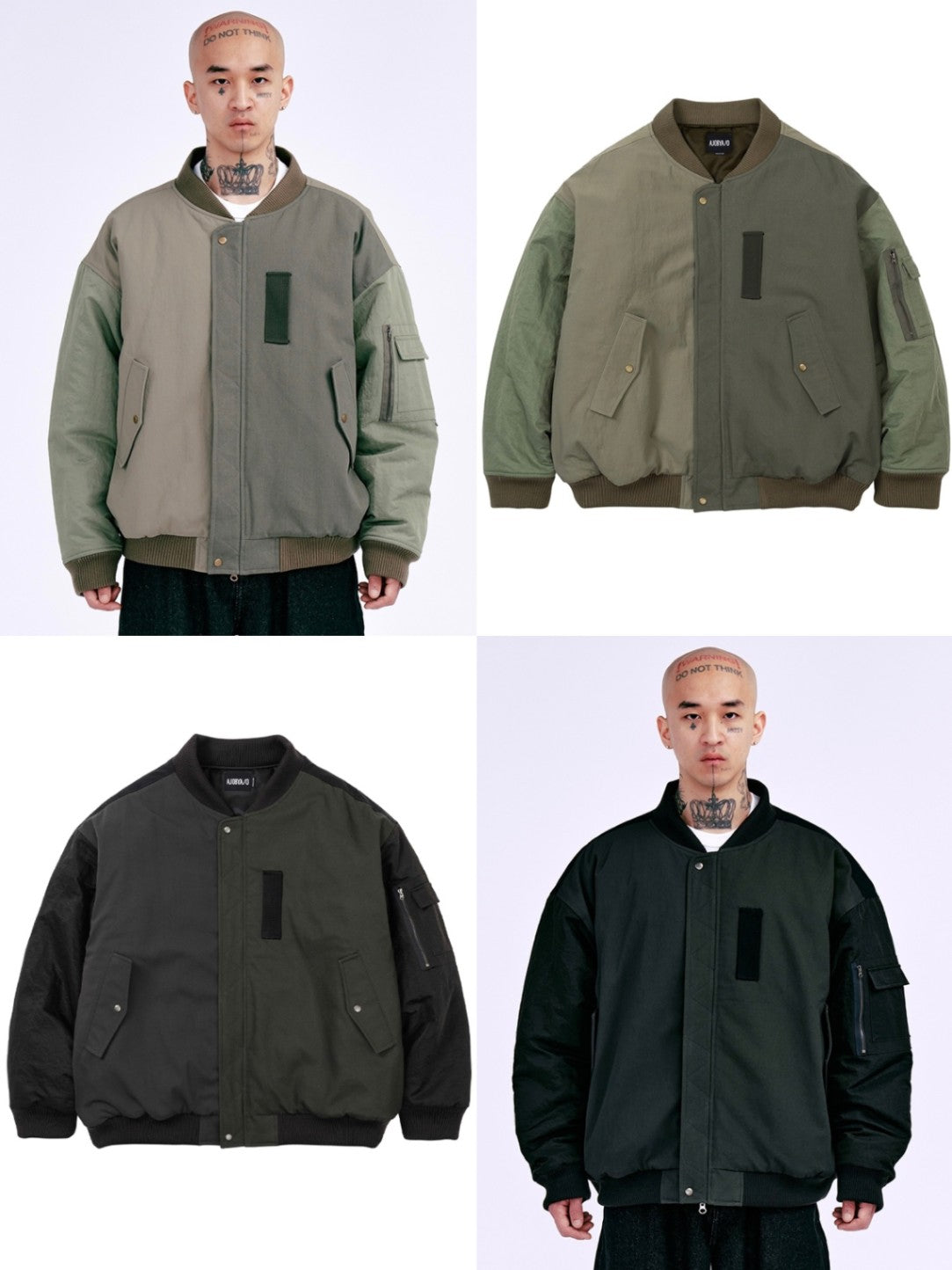 【AJOBYAJO】Fourfold Nylon Mixed Bomber Jacket
