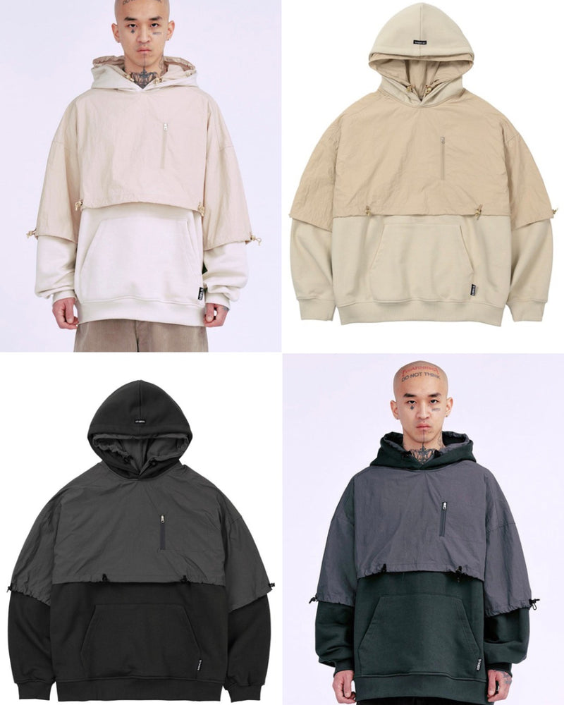 【AJOBYAJO】Layered Nylon Hoodie